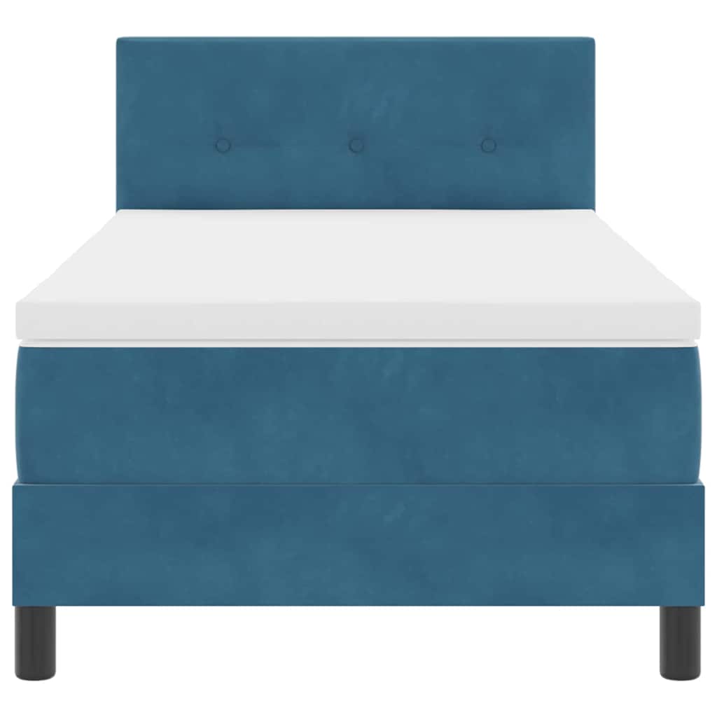 Cama Box Spring com Colchão Azul escuro 90 x 200 cm tecido