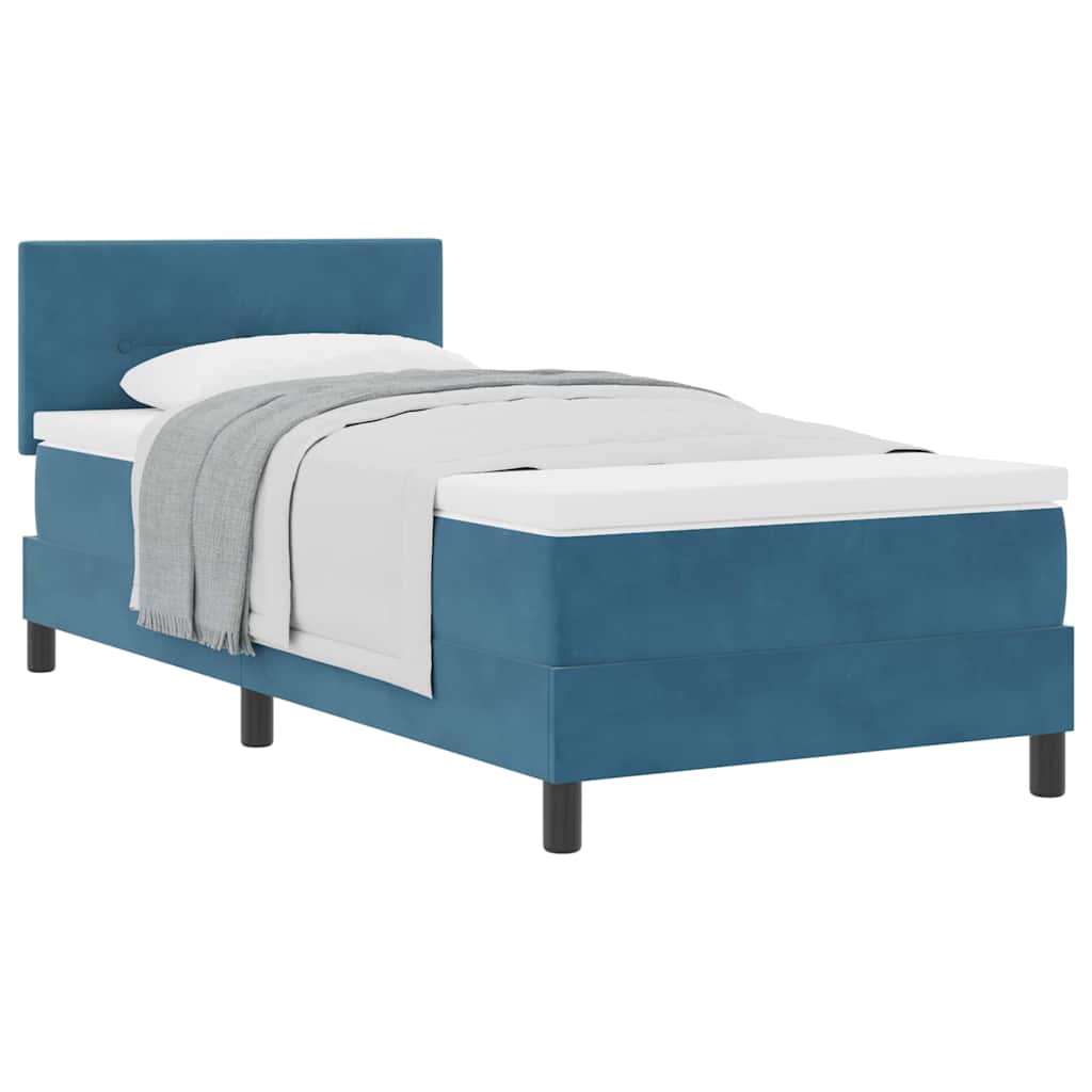 Cama Box Spring com Colchão Azul escuro 90 x 200 cm tecido