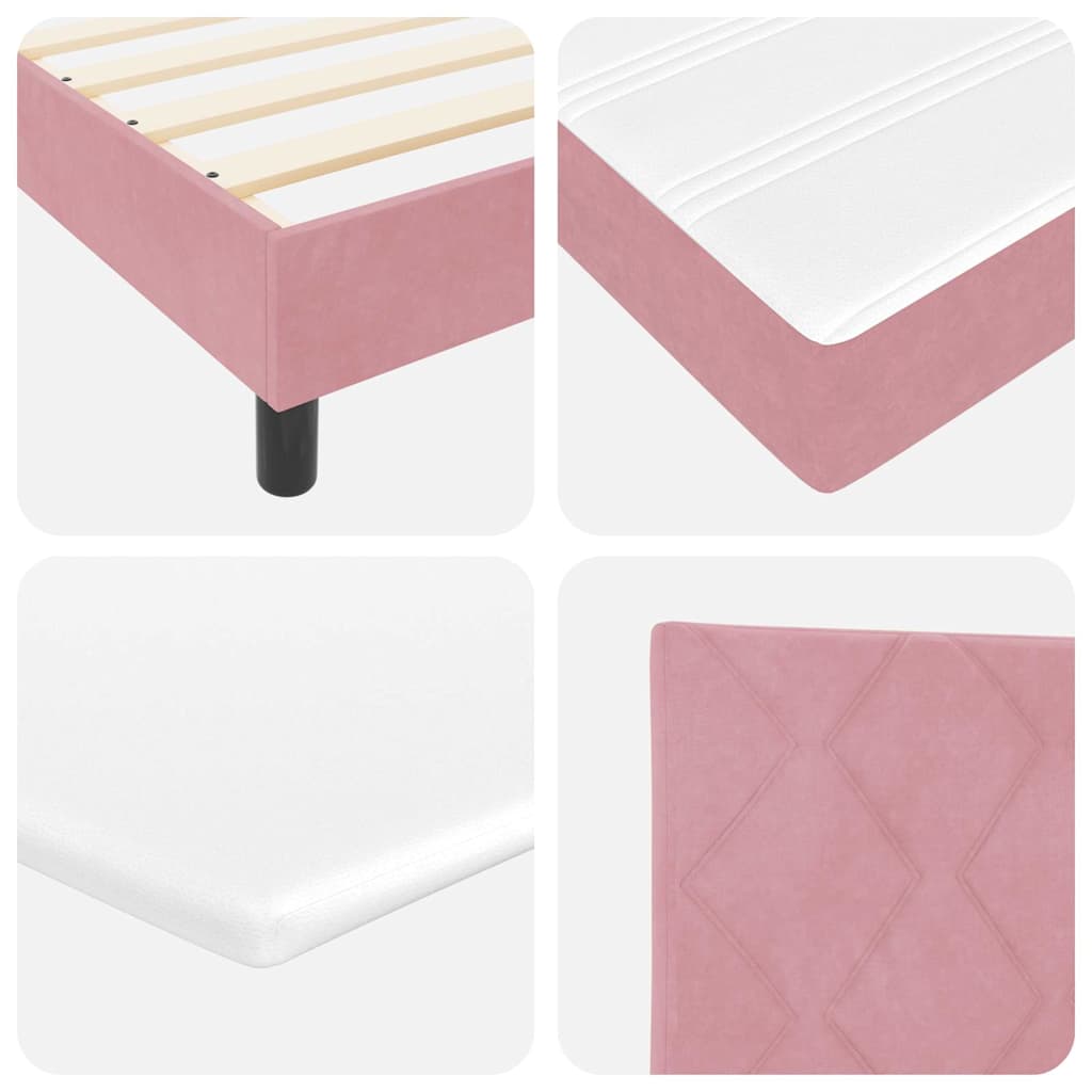 Cama Box Spring com Colchão com colchão Rosa 90 x 190 cm tecido
