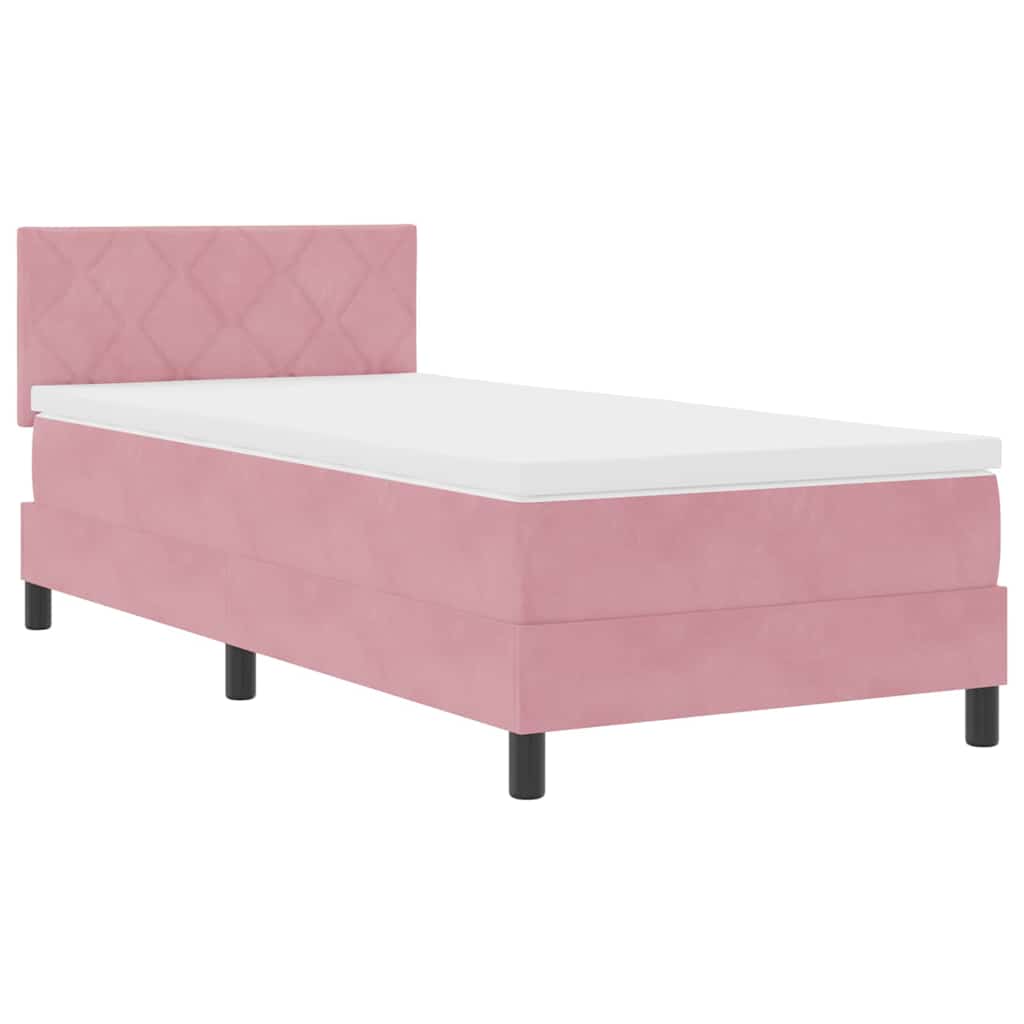 Cama Box Spring com Colchão com colchão Rosa 90 x 190 cm tecido