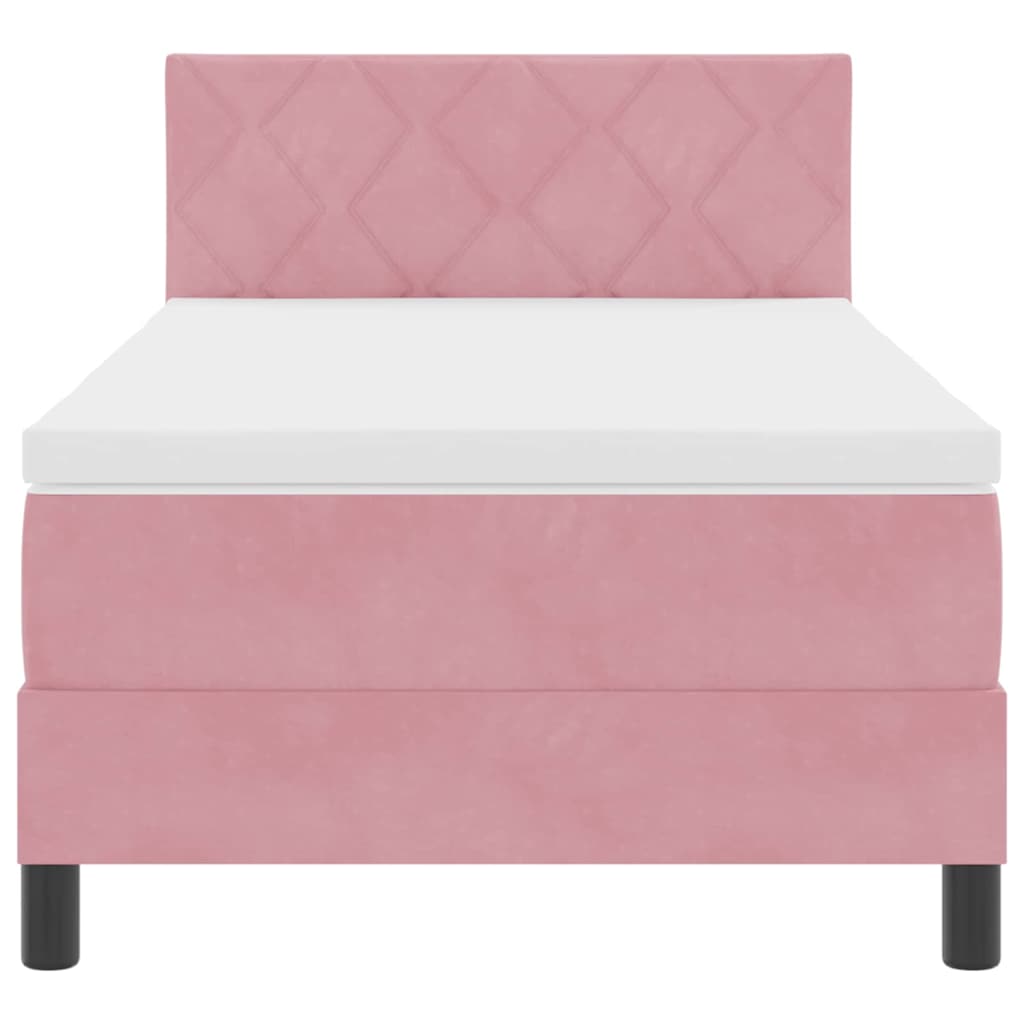 Cama Box Spring com Colchão com colchão Rosa 90 x 190 cm tecido