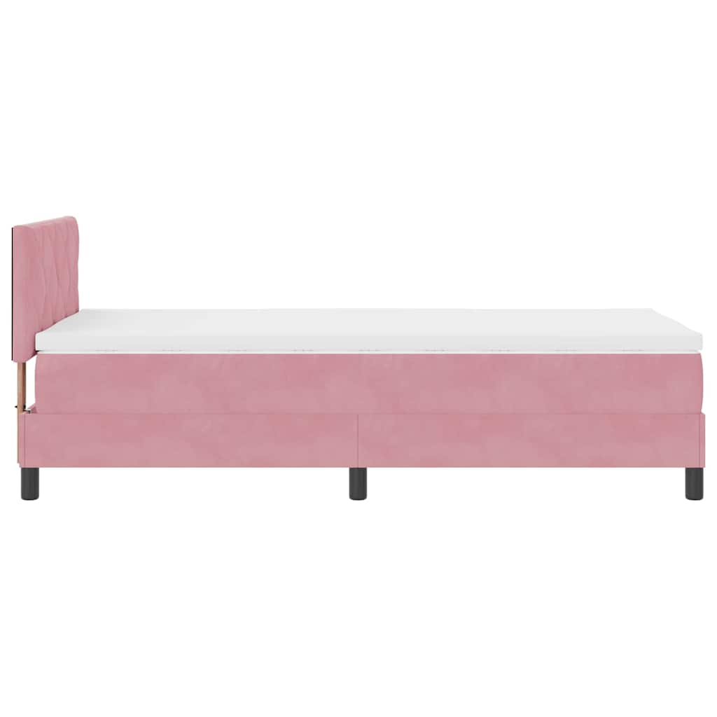 Cama Box Spring com Colchão com colchão Rosa 90 x 190 cm tecido