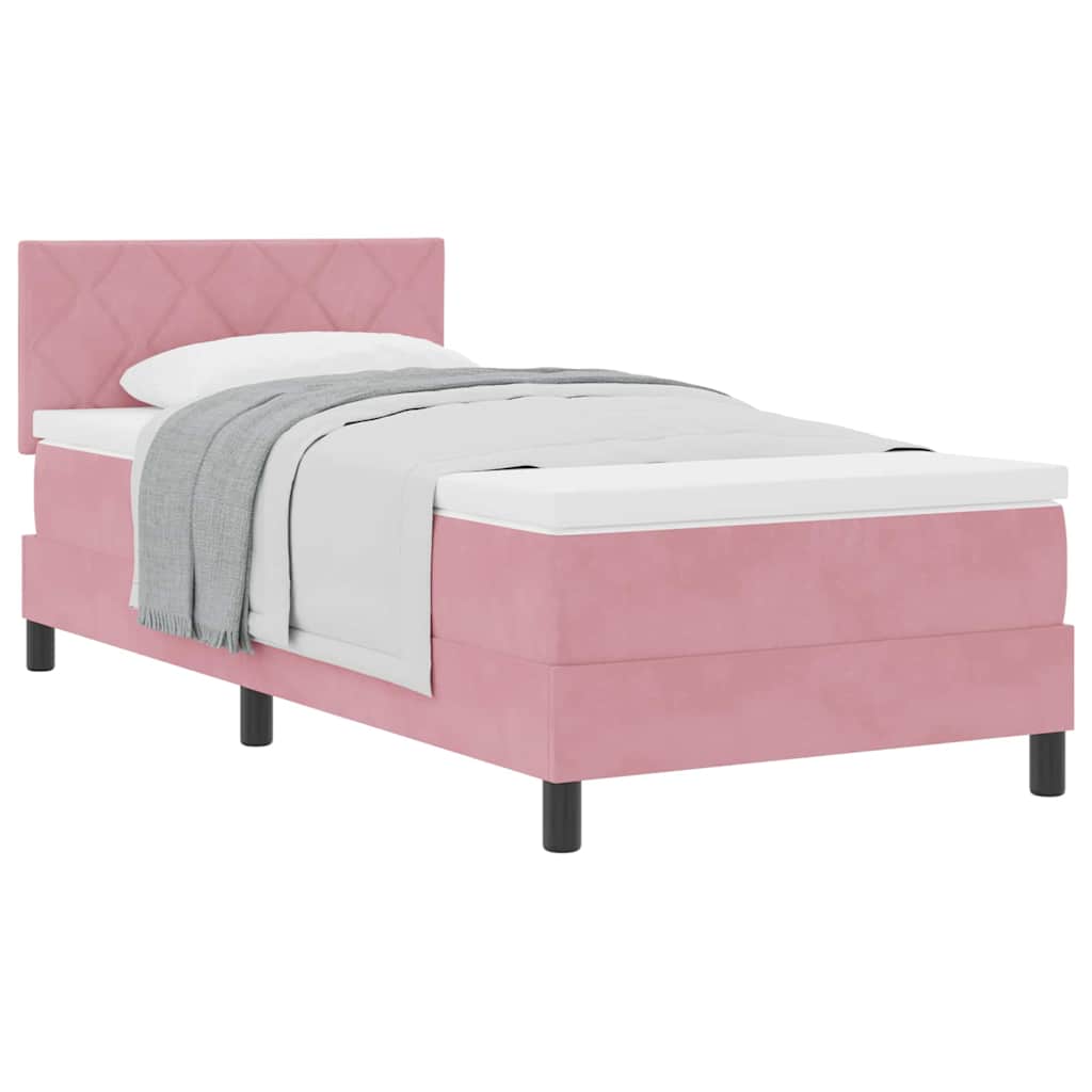 Cama Box Spring com Colchão com colchão Rosa 90 x 200 cm tecido