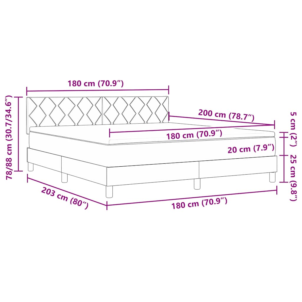 Cama Box Spring com Colchão Cinzento-claro 180 x 200 cm tecido