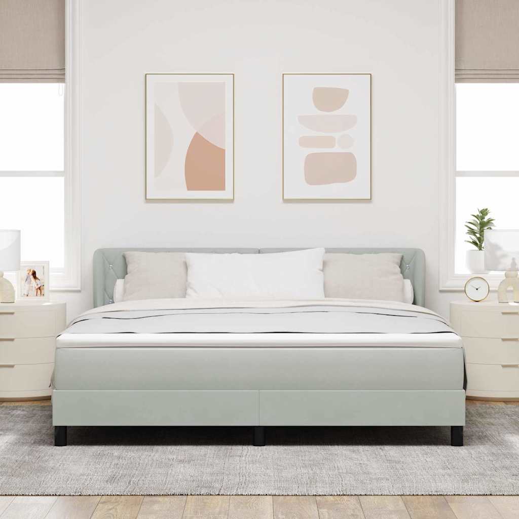 Cama Box Spring com Colchão Cinza Escuro 80x200 cm em Veludo