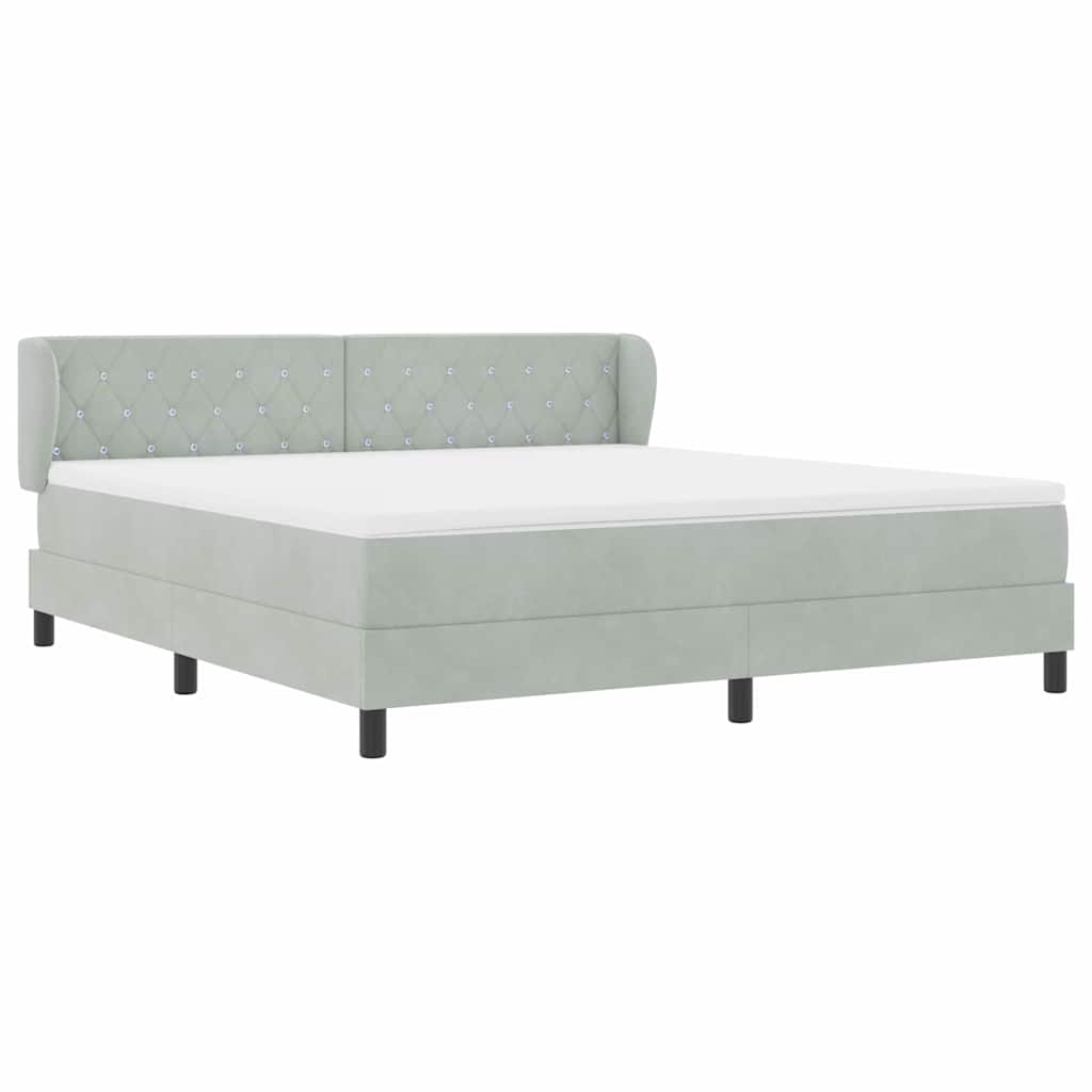 Cama Box Spring com Colchão Cinza Escuro 80x200 cm em Veludo