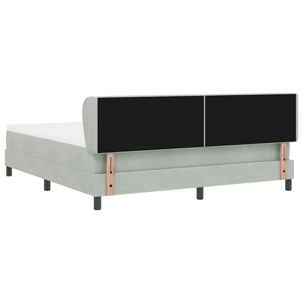 Cama Box Spring com Colchão Cinza Escuro 80x200 cm em Veludo