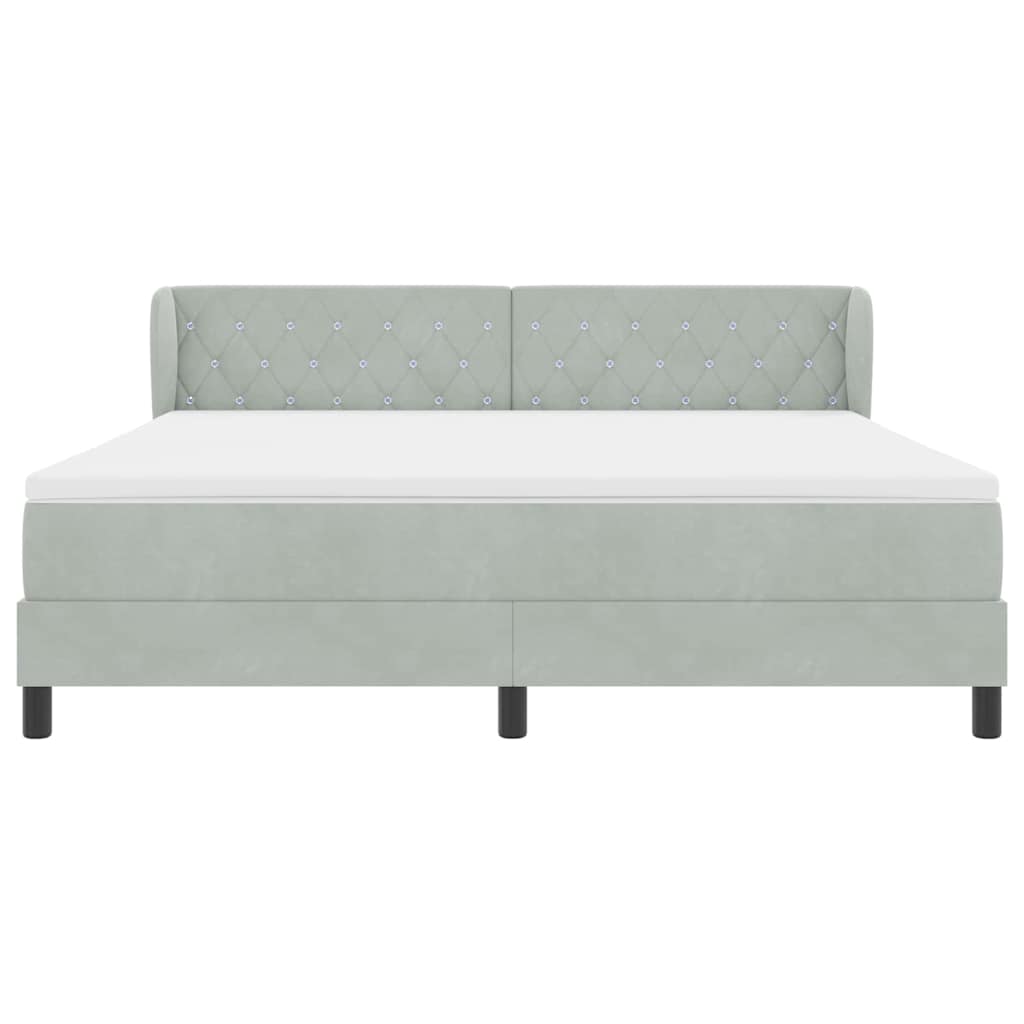 Cama Box Spring com Colchão Cinza Escuro 80x200 cm em Veludo