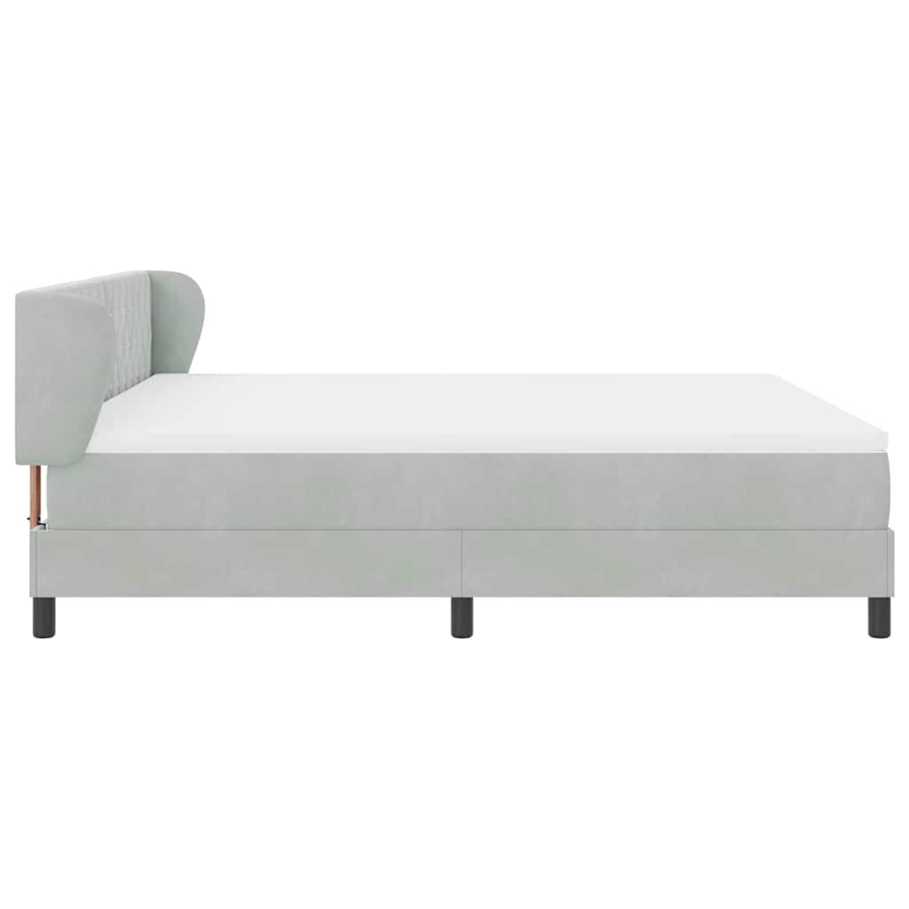 Cama Box Spring com Colchão Cinza Escuro 80x200 cm em Veludo