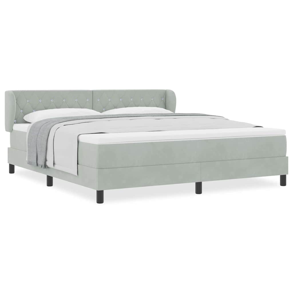 Cama Box Spring com Colchão Cinza Escuro 80x200 cm em Veludo