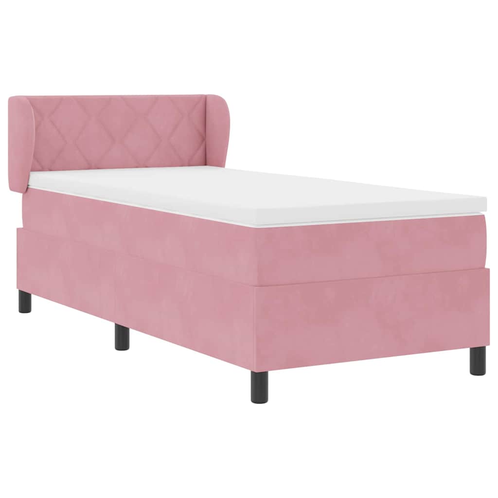 Cama Box Spring com Colchão Cinza Escuro 80x200 cm em Veludo