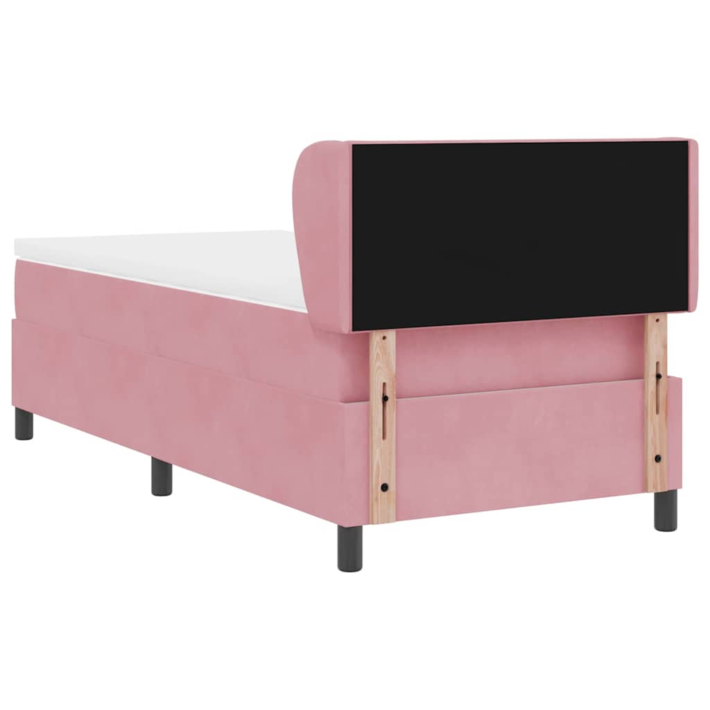 Cama Box Spring com Colchão Cinza Escuro 80x200 cm em Veludo