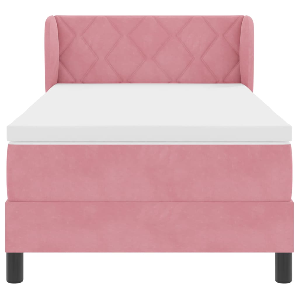 Cama Box Spring com Colchão Cinza Escuro 80x200 cm em Veludo