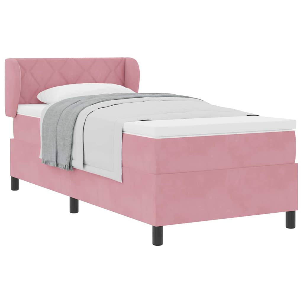Cama Box Spring com Colchão Cinza Escuro 80x200 cm em Veludo