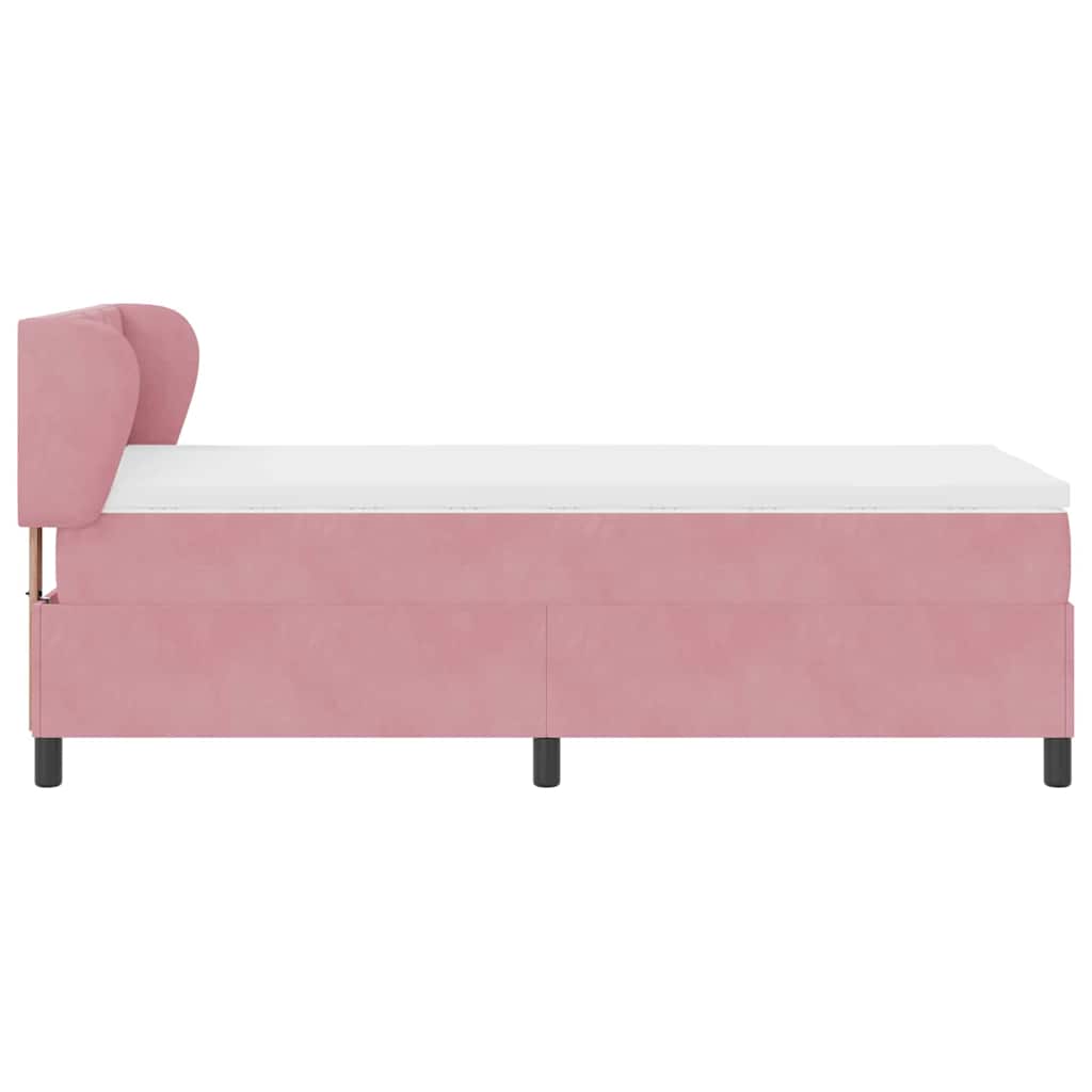 Cama Box Spring com Colchão Cinza Escuro 80x200 cm em Veludo