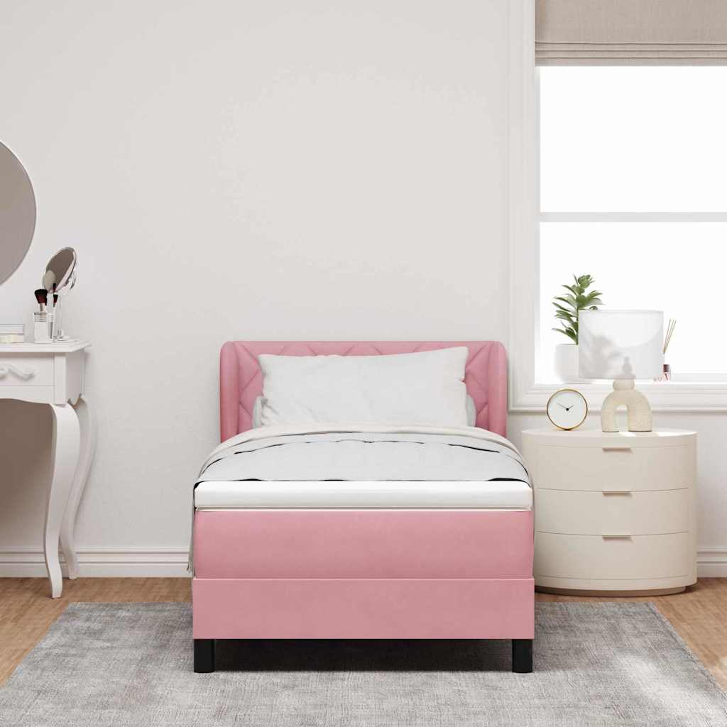 Cama Box Spring com Colchão Cinza Escuro 80x200 cm em Veludo