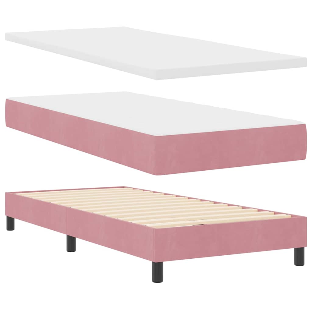 Cama Box Spring com Colchão Cinza Escuro 80x200 cm em Veludo