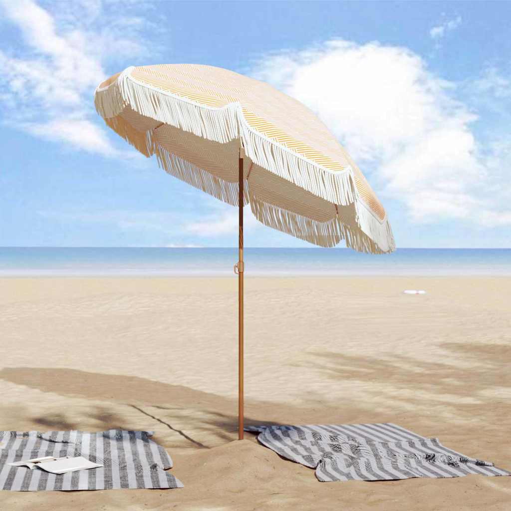 Guarda-sol Amarelo e Branco Ø 160 x 195 cm Aço