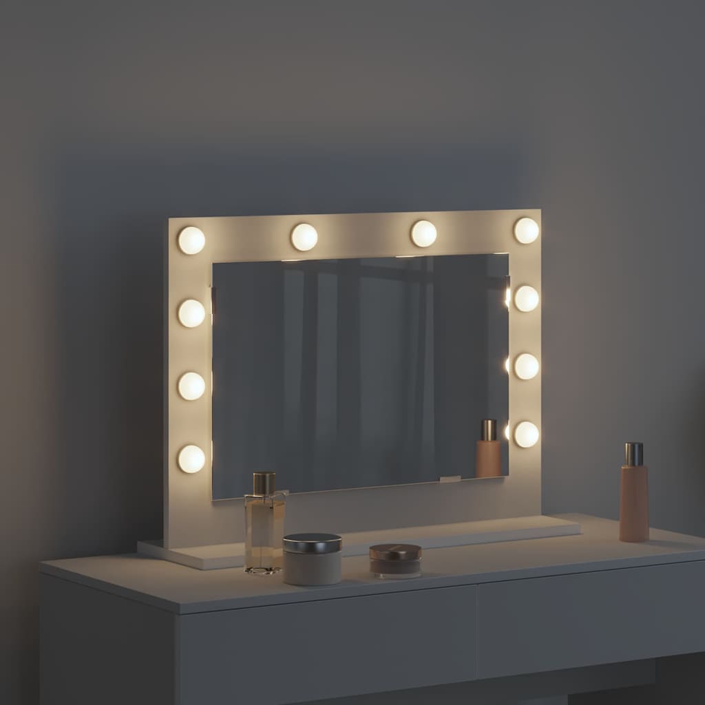 Espelho de Vaidade com luzes de tira LED Branco 60 x 45 x 18 cm