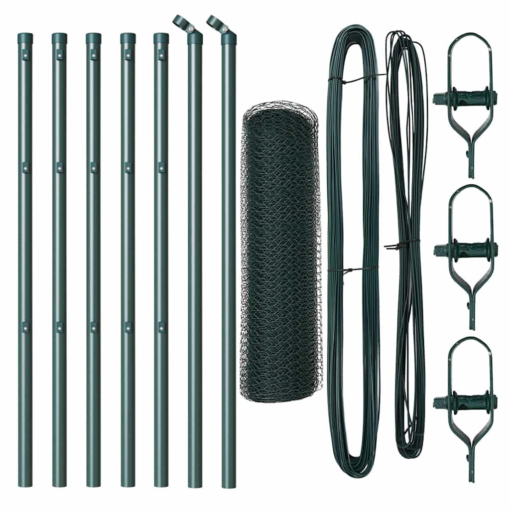 Cerca com Postes Verde 0.5 x 10 m Aço revestido de PVC