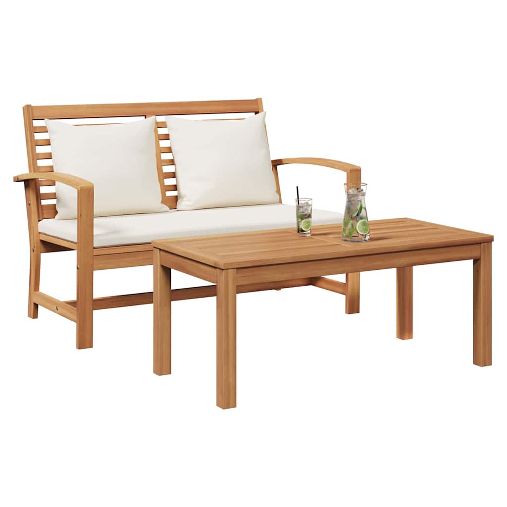 Conjunto de Sofá de Jardim Natural Madeira de teca maciça