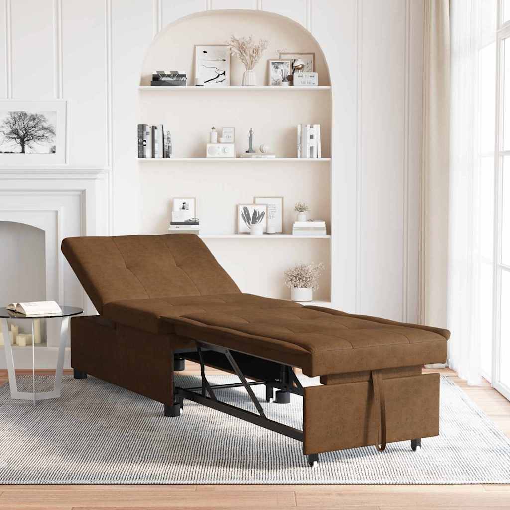 Sofá-Cama Castanho 67 x 194 x 38 cm Couro camurça sintético