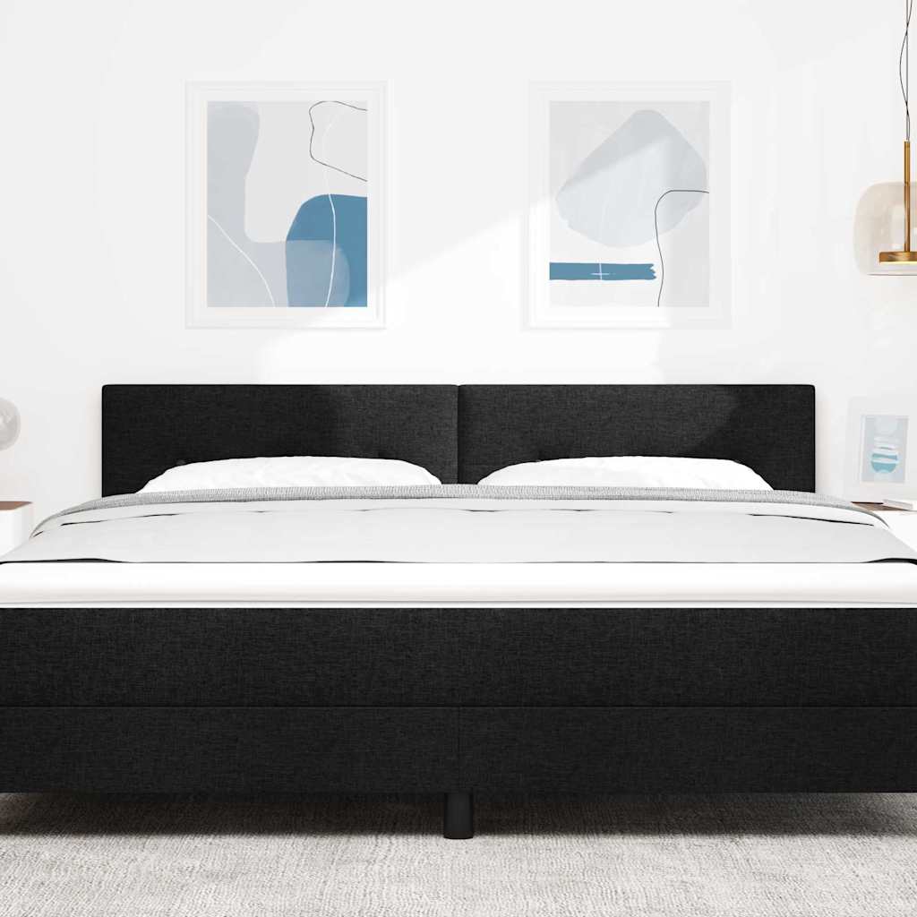 Cabeceira LED com luzes de tira LED Manual Preto 180 cm tecido