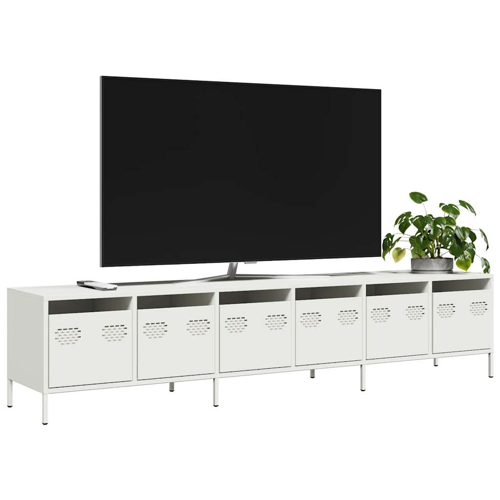 Móvel de TV 202x39x43,5 cm aço laminado a frio branco