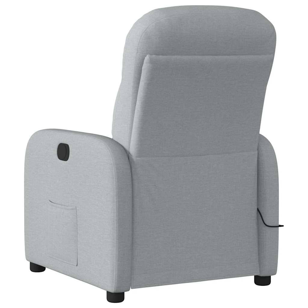 Poltrona de massagens reclinável tecido cinzento-claro
