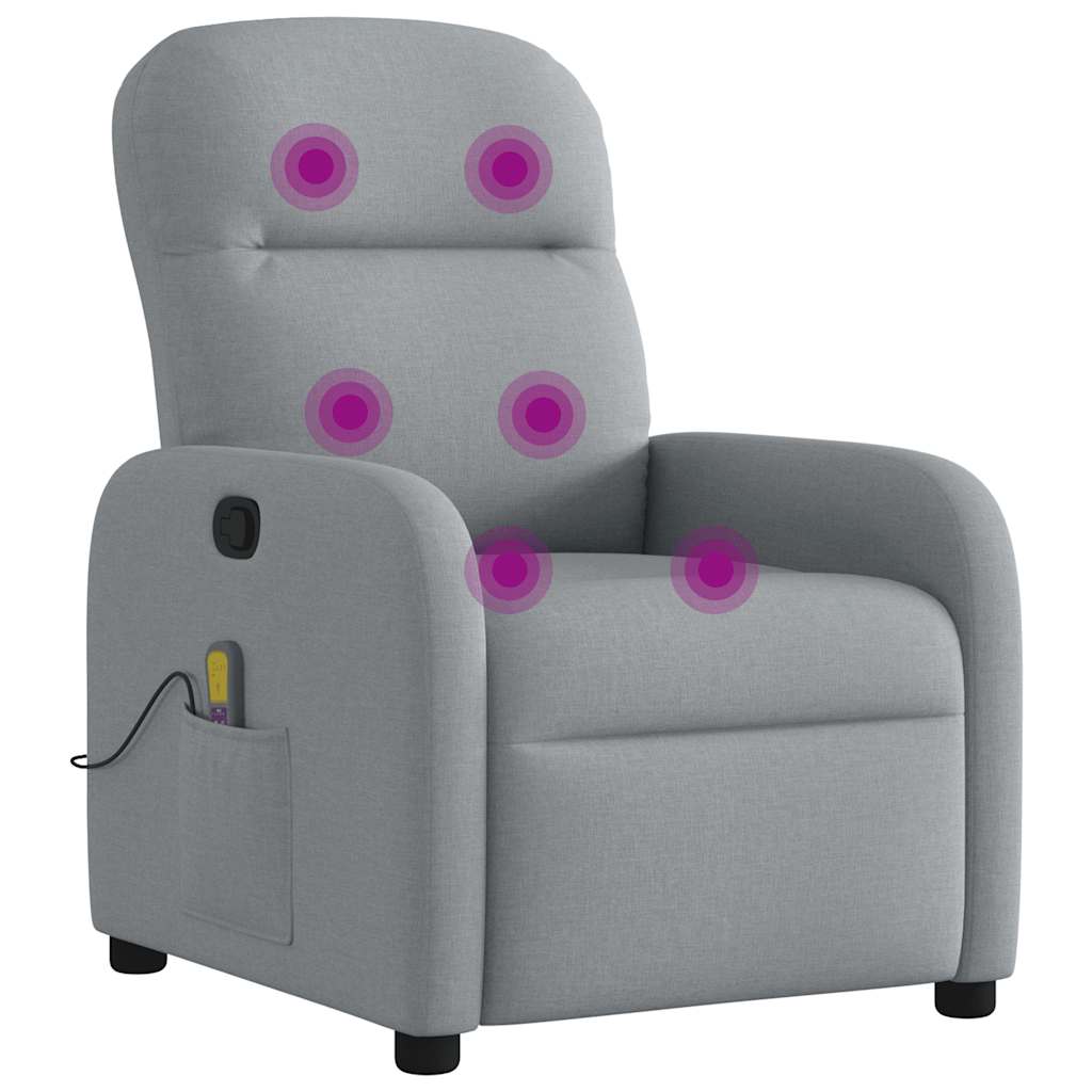 Poltrona de massagens reclinável tecido cinzento-claro