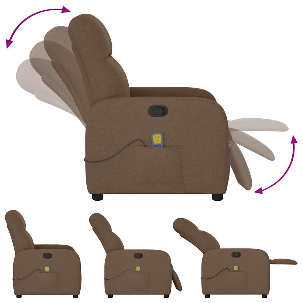 Poltrona de massagens reclinável tecido castanho