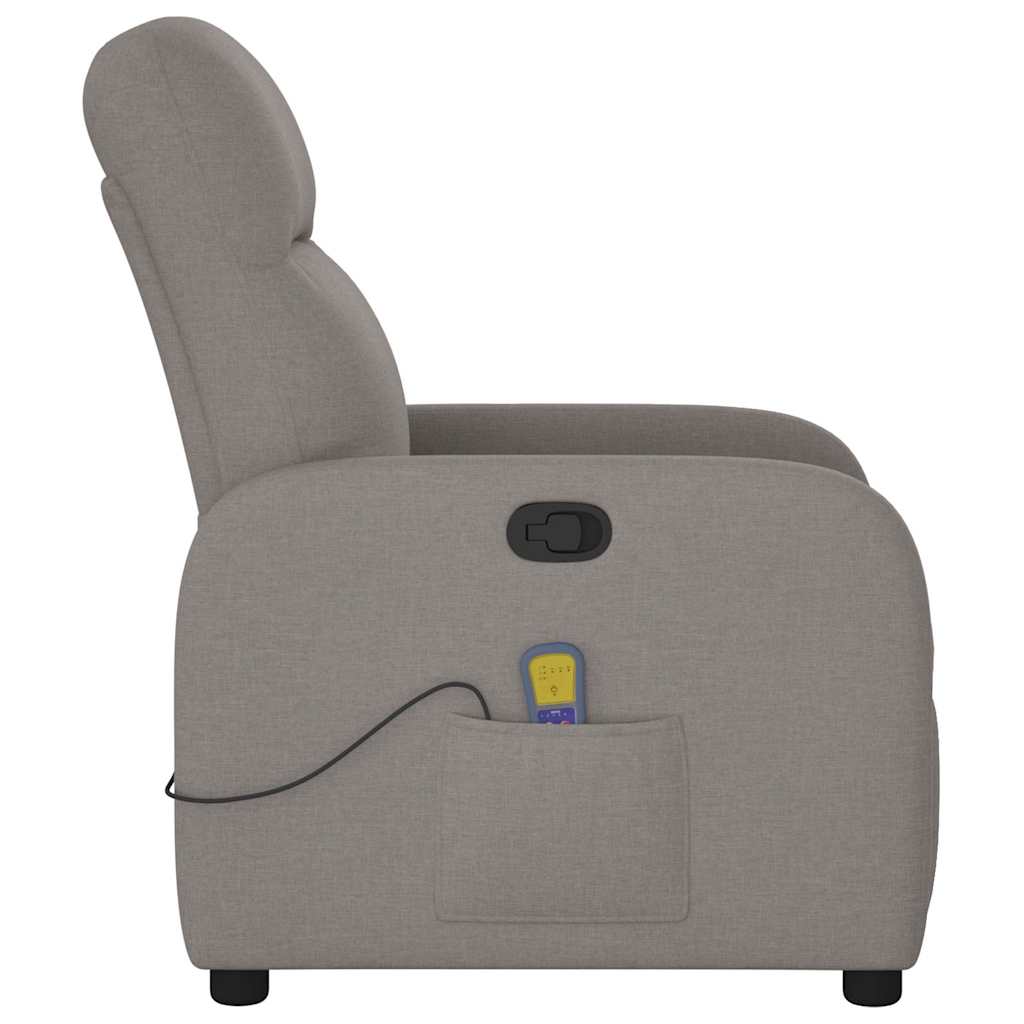 Poltrona de massagens reclinável tecido cinzento-acastanhado