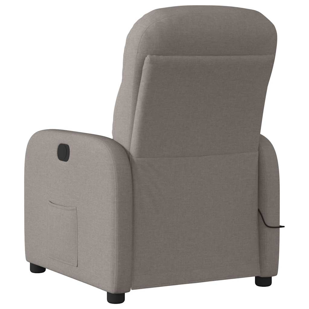 Poltrona de massagens reclinável tecido cinzento-acastanhado