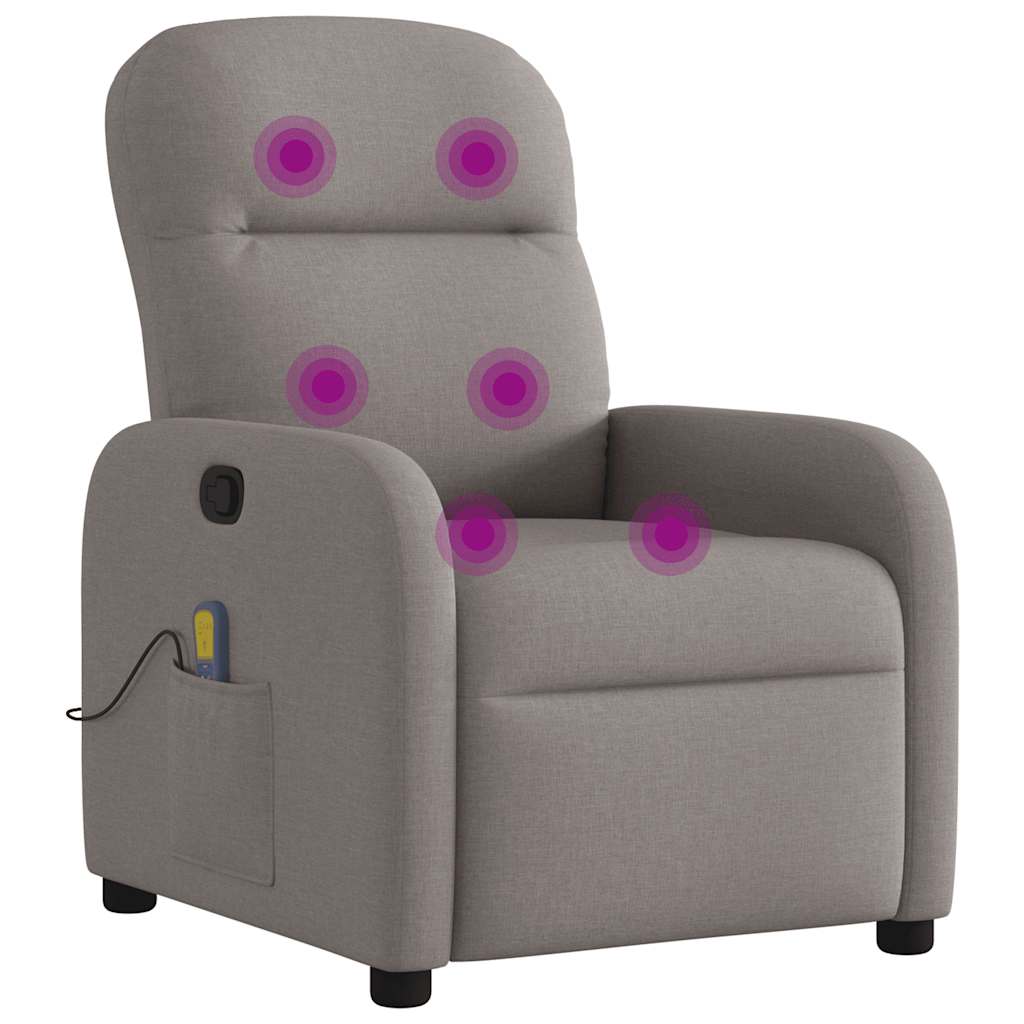 Poltrona de massagens reclinável tecido cinzento-acastanhado