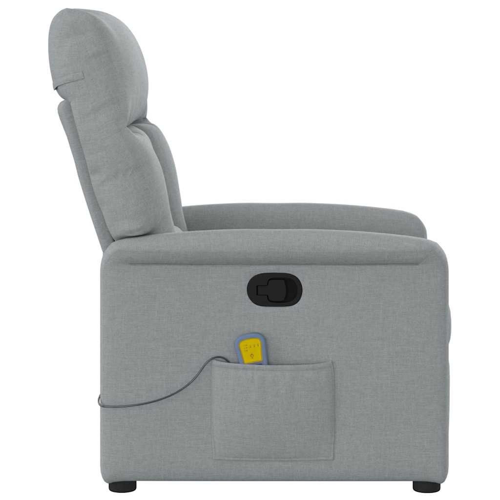 Poltrona de massagens reclinável tecido cinzento-claro