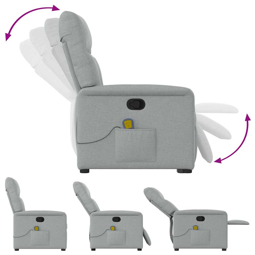 Poltrona de massagens reclinável tecido cinzento-claro