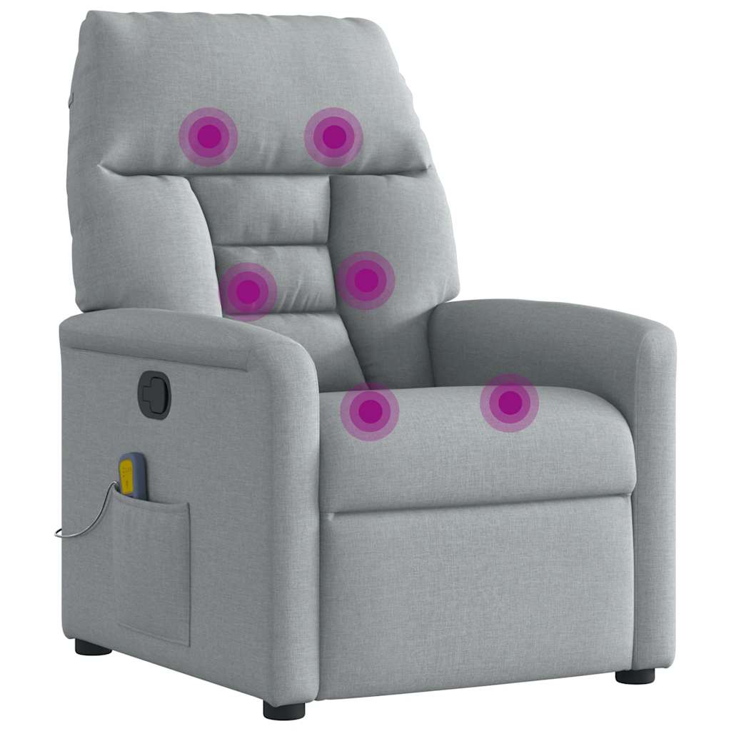 Poltrona de massagens reclinável tecido cinzento-claro