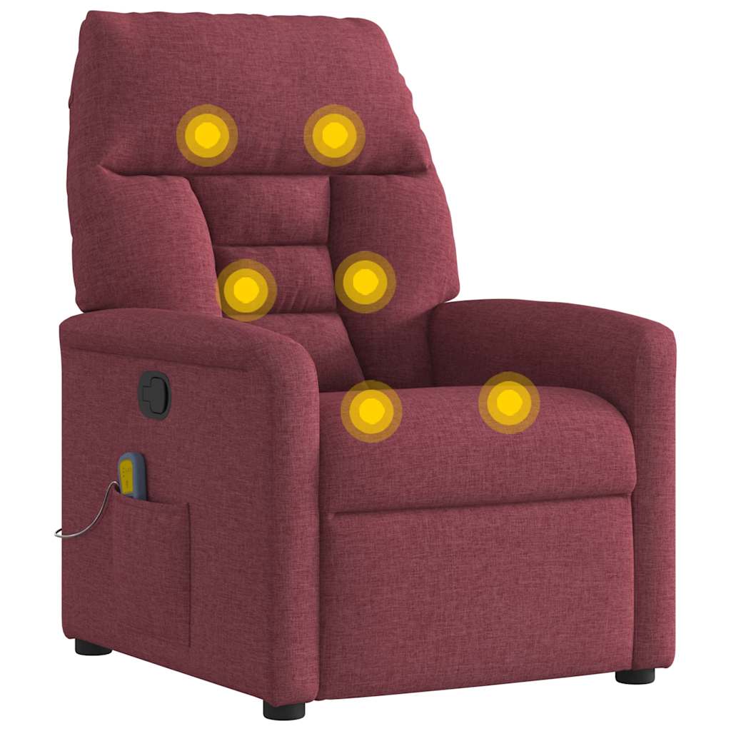 Poltrona de massagens reclinável tecido vermelho tinto