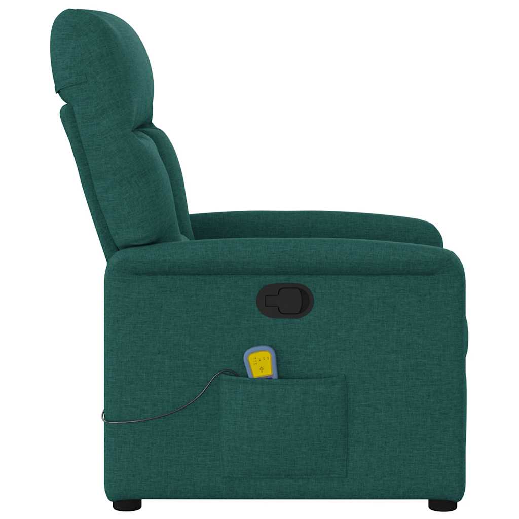 Poltrona de massagens reclinável tecido verde-escuro