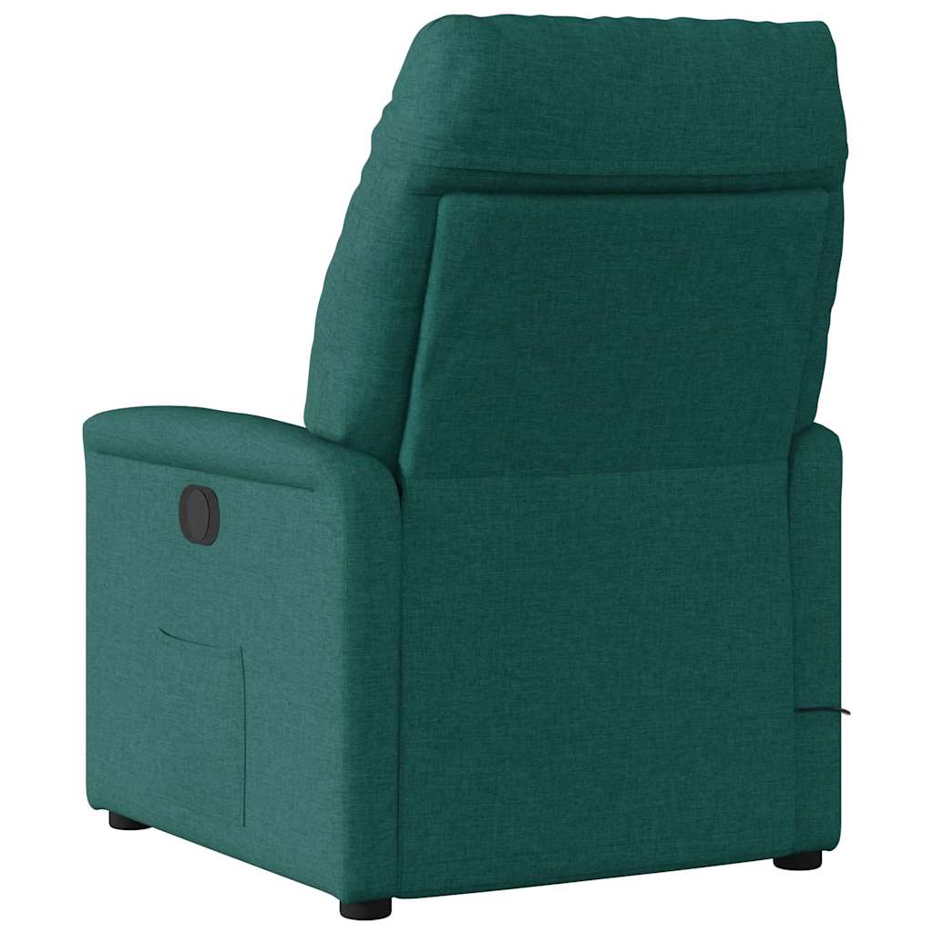 Poltrona de massagens reclinável tecido verde-escuro