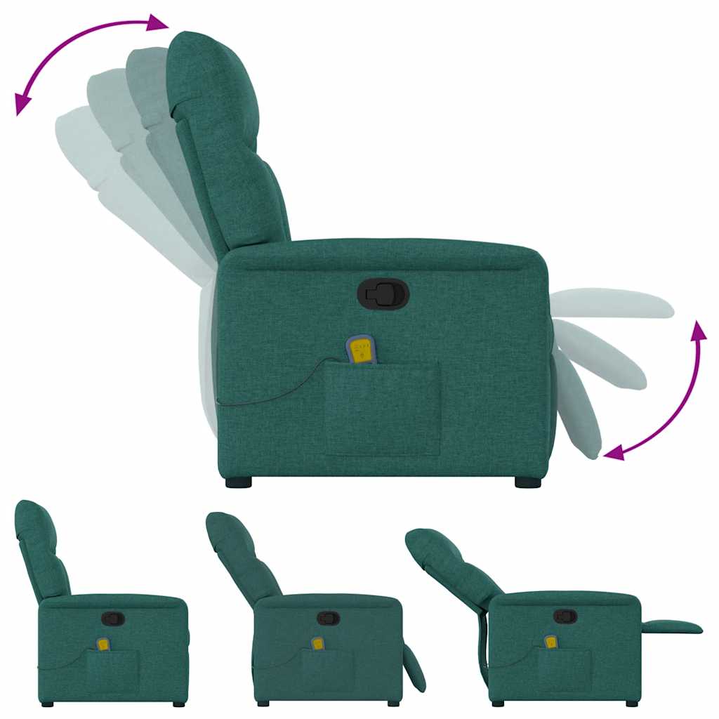 Poltrona de massagens reclinável tecido verde-escuro