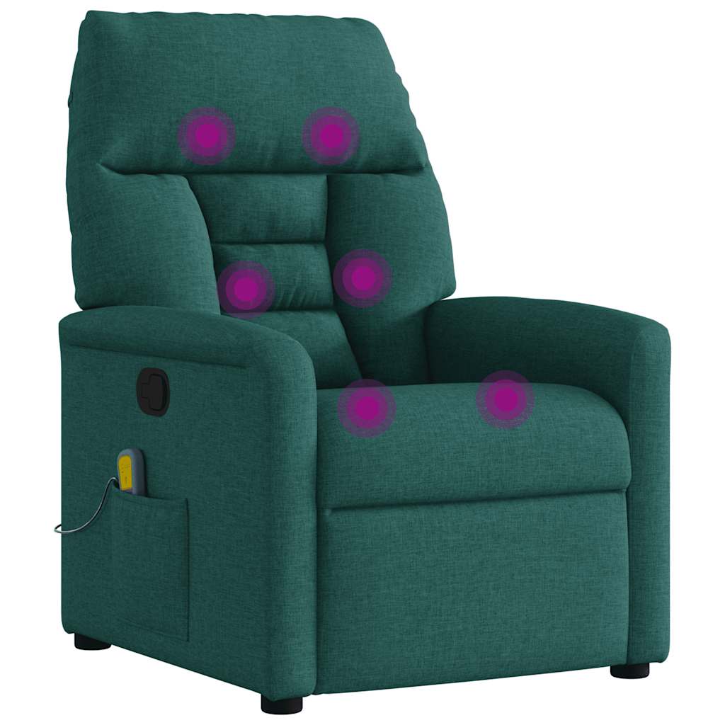 Poltrona de massagens reclinável tecido verde-escuro