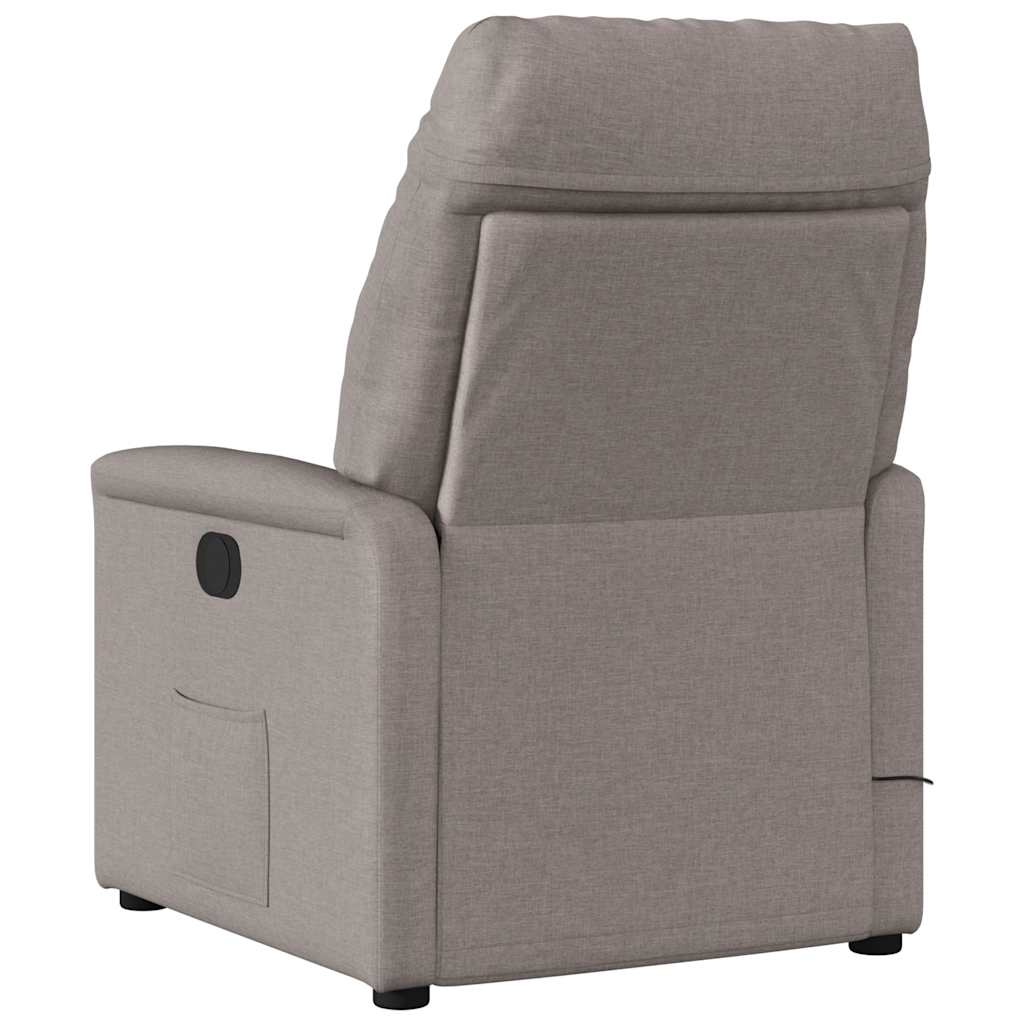 Poltrona de massagens reclinável tecido cinzento-acastanhado
