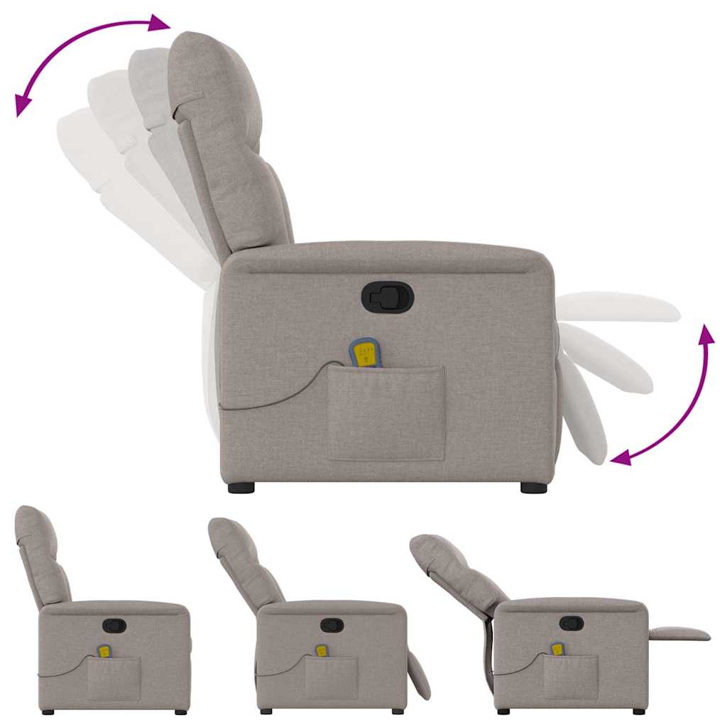 Poltrona de massagens reclinável tecido cinzento-acastanhado