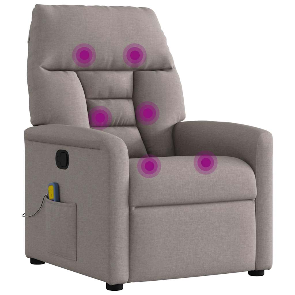 Poltrona de massagens reclinável tecido cinzento-acastanhado