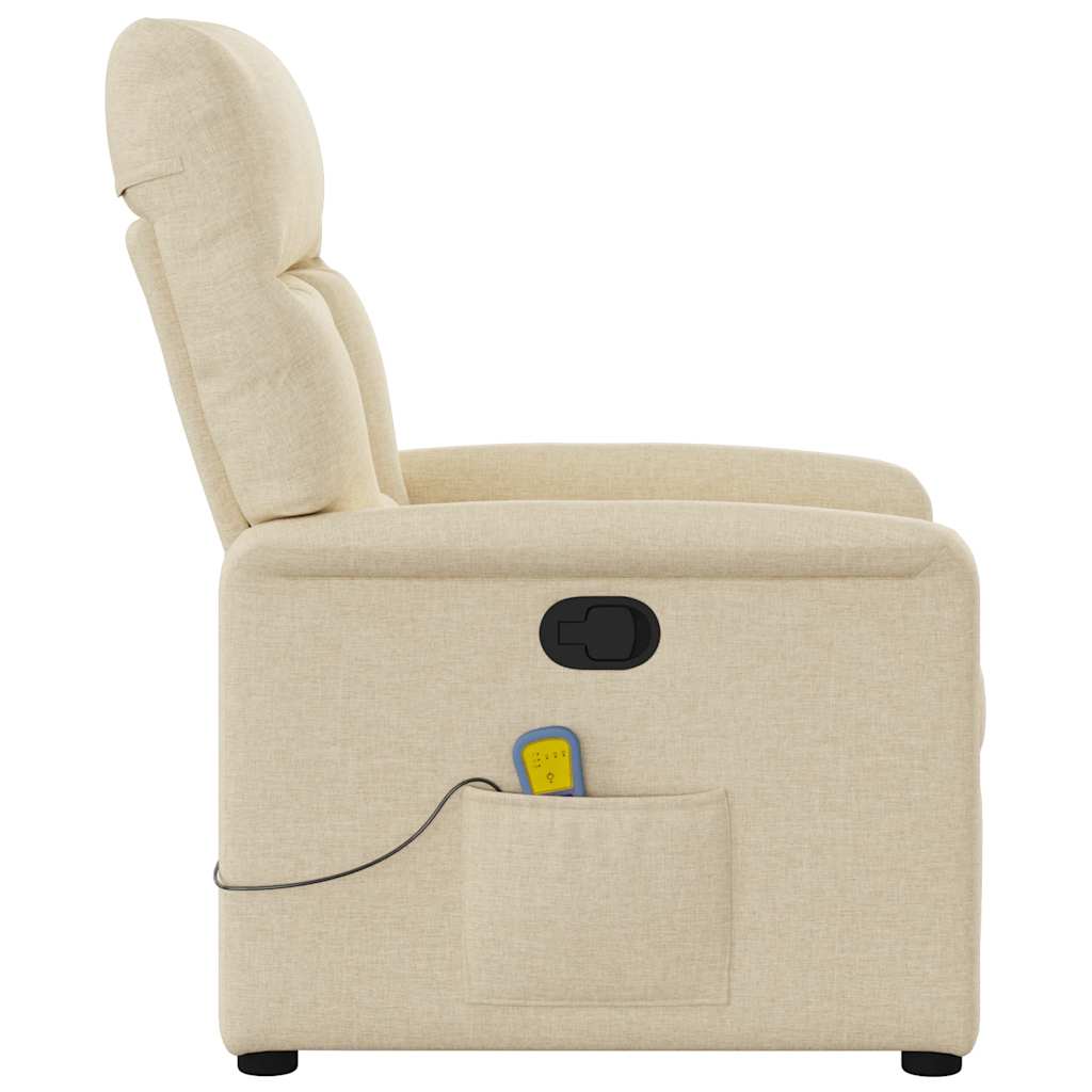 Poltrona de massagens reclinável tecido cor creme
