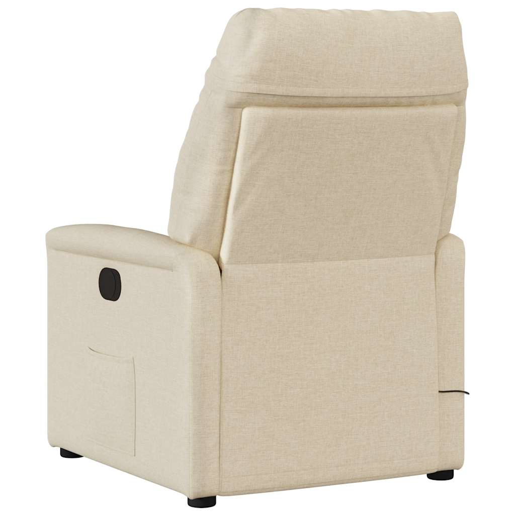 Poltrona de massagens reclinável tecido cor creme