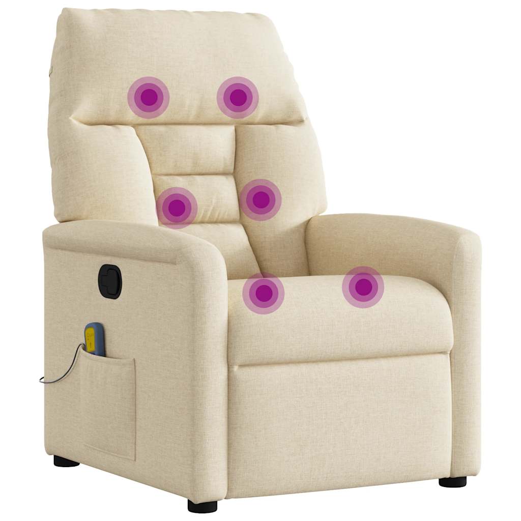 Poltrona de massagens reclinável tecido cor creme