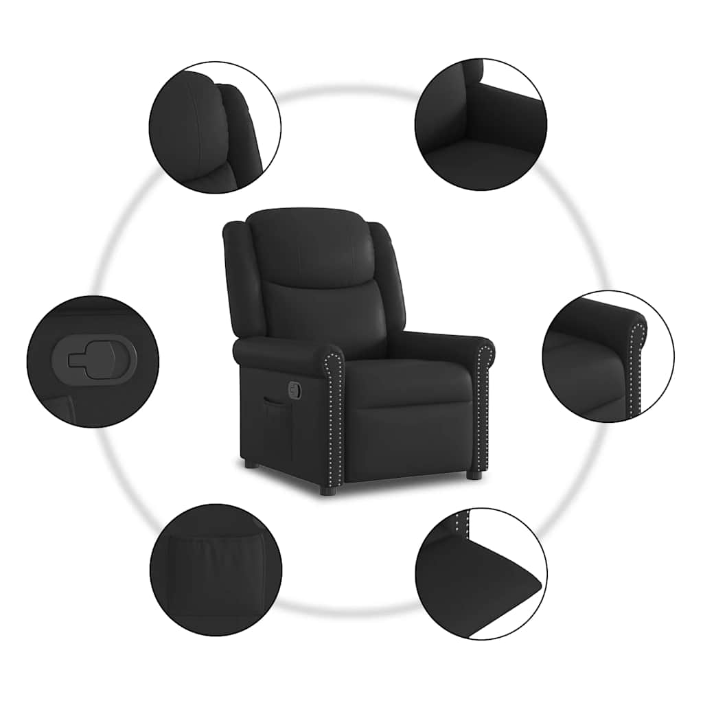 Poltrona reclinável couro artificial castanho brilhante