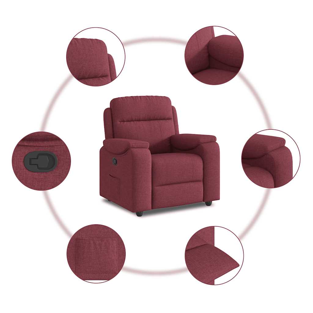 Poltrona reclinável tecido vermelho tinto